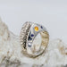 Design Handcrafted Silver & Gold Ring with Sapphire