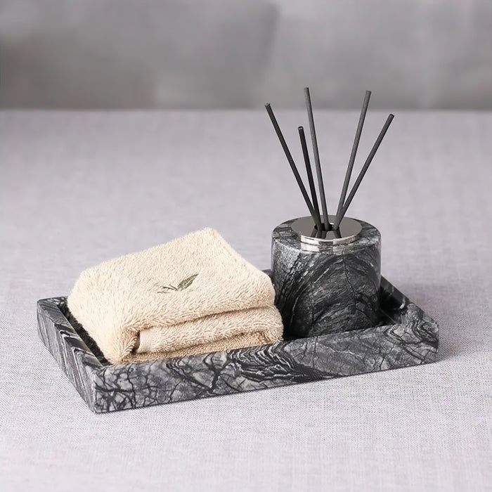 Elegant Marble Bathroom Accessories Collection – Soap Dispensers & Trays
