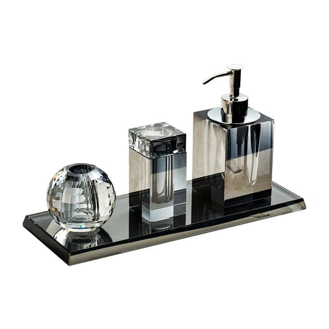 Crystal Glass Bathroom Accessories Set – Elegant 4-Piece