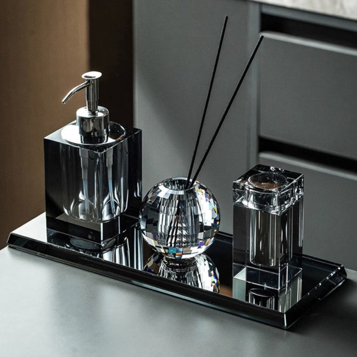 Crystal Glass Bathroom Accessories Set – Elegant 4-Piece