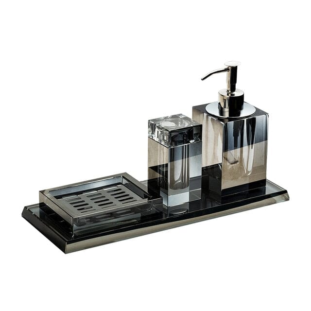 Crystal Glass Bathroom Accessories Set – Elegant 4-Piece