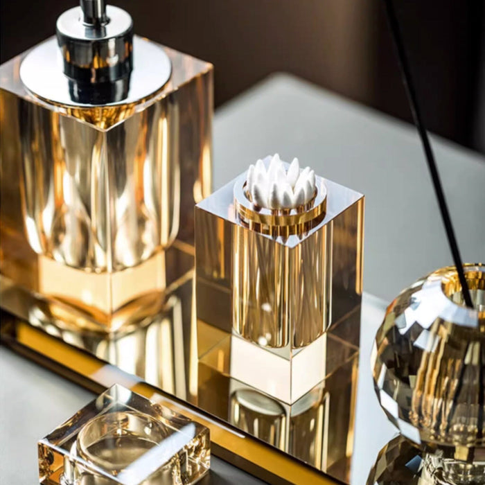 Crystal Glass Bathroom Accessories Set – Elegant 4-Piece