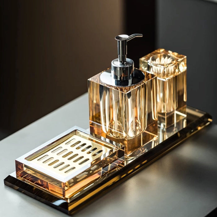 Crystal Glass Bathroom Accessories Set – Elegant 4-Piece