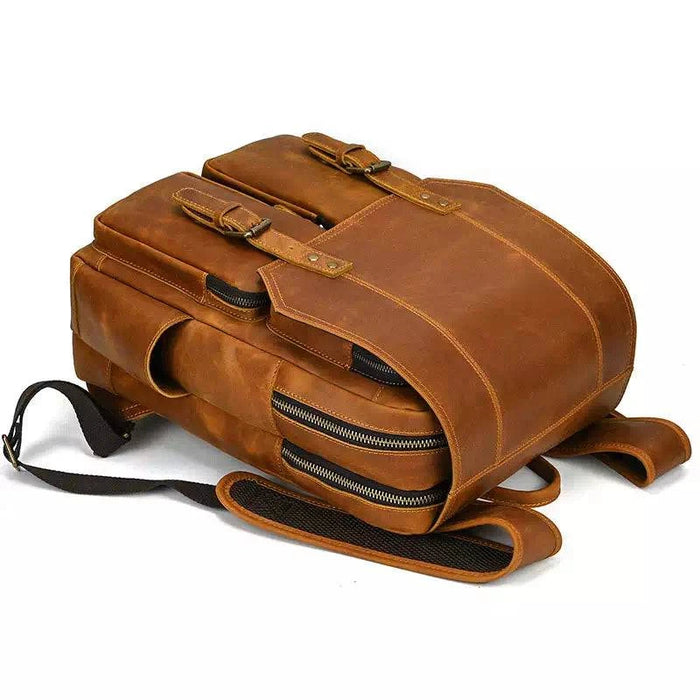 Durable Leather Rucksack Hiking Backpack