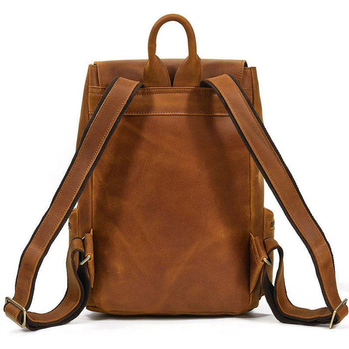 Designer Brown Leather Anti Theft Backpack
