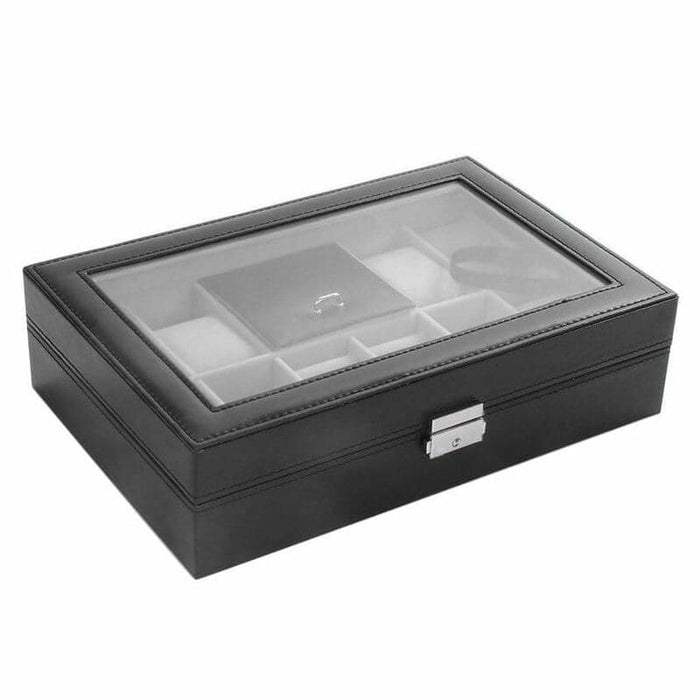 Elegant Faux Leather Watch and Jewelry Box 8 Slots