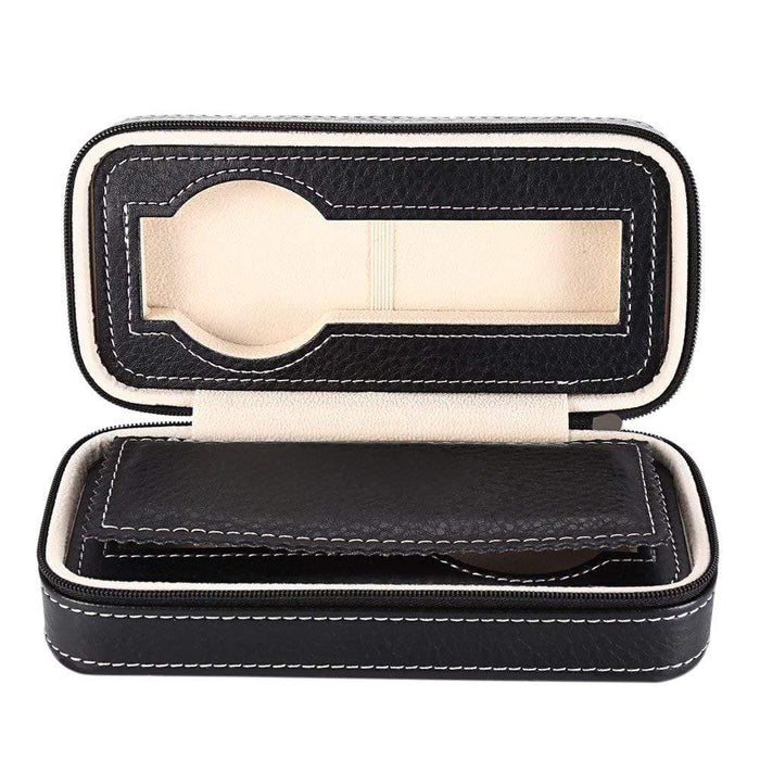 Leather Watch Case with 2 Slots, Secure Storage Solution