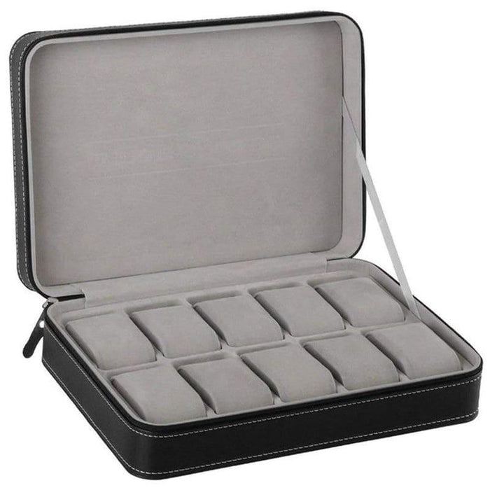 Premium Faux Leather Watch Travel Case with 10 Slots