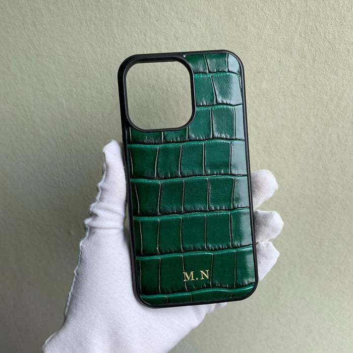 leather iPhone 17 Pro Max case, croc embossed iPhone 16 case
