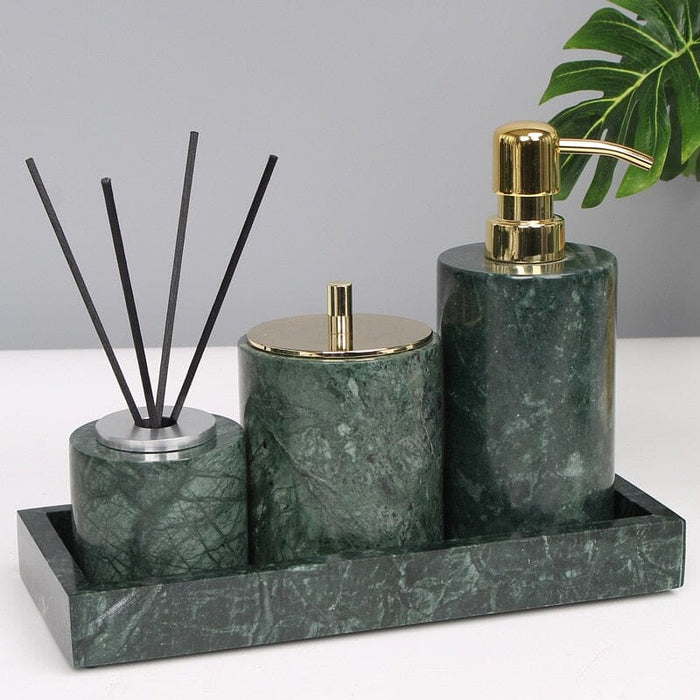 Elegant Green Marble Bathroom Accessories Set