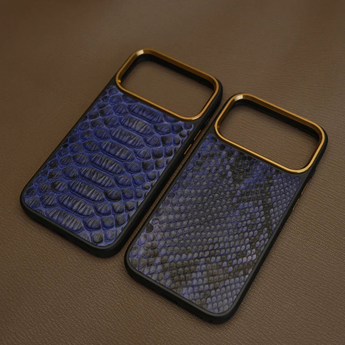 iPhone 17 Pro Max Hülle Königsblau Pythonleder Luxus Exotische Abdeckung