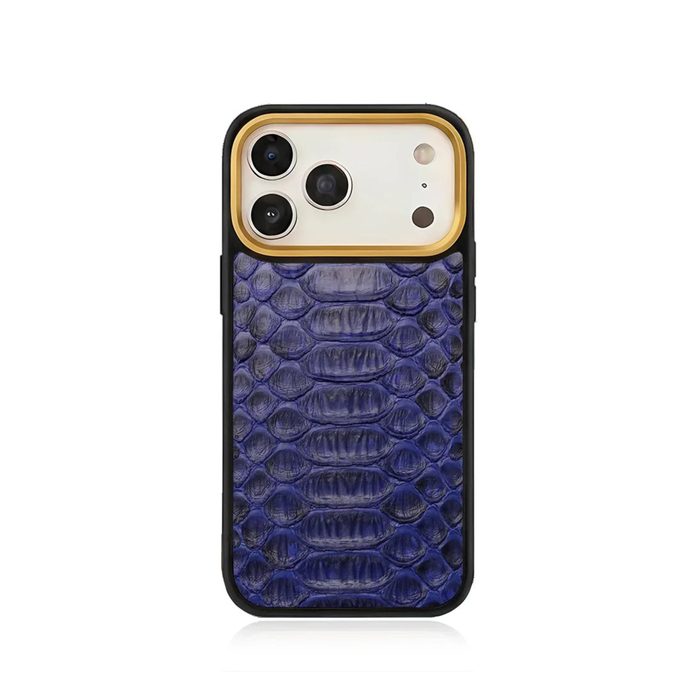 iPhone 17 Pro Max Hülle Königsblau Pythonleder Luxus Exotische Abdeckung