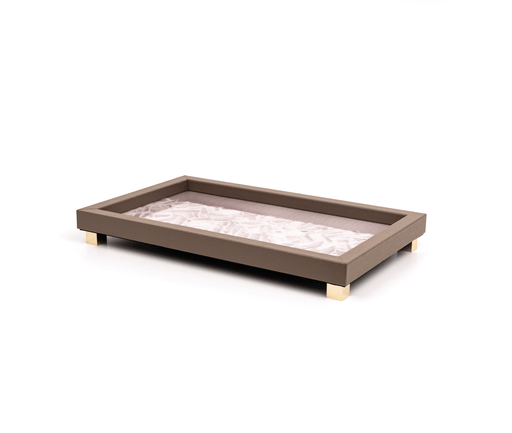 Stylish Memo Tray with Unbreakable Glass Top and Chrome or Gold Details