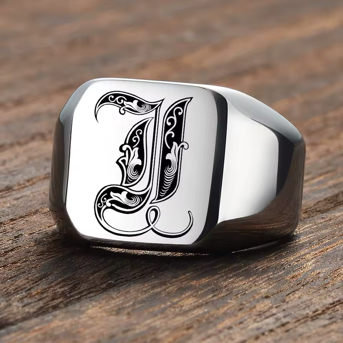 masculine stainless steel signet ring