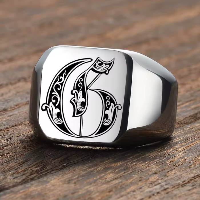 men jewelry gothic initial ring
