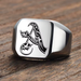 mens initials signet ring stainless steel