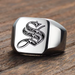 mens stainless steel initials signet ring square