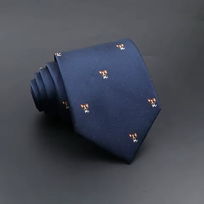 Cravate fine bleue Chihuahua pour homme - Accessoire élégant et unique