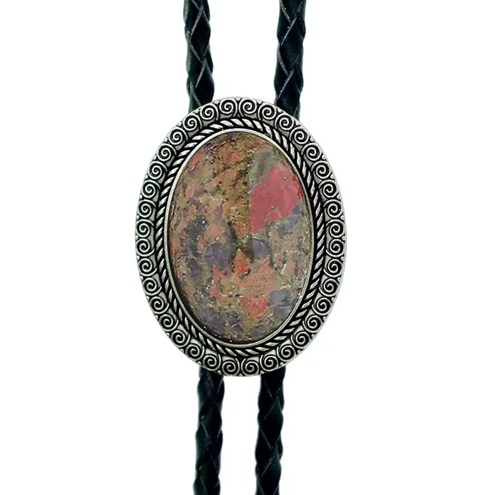 multi-color bolo tie leather necklace