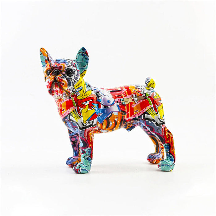 Colorful Painted Frenchie Figurine