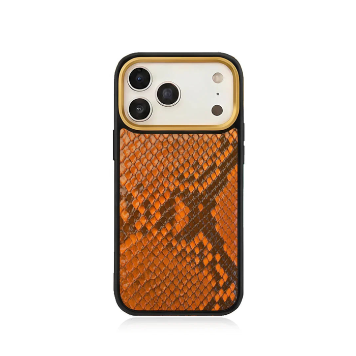 orange python leather iphone case