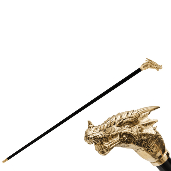 Luxury Gold Dragon Head Modern Walking Stick