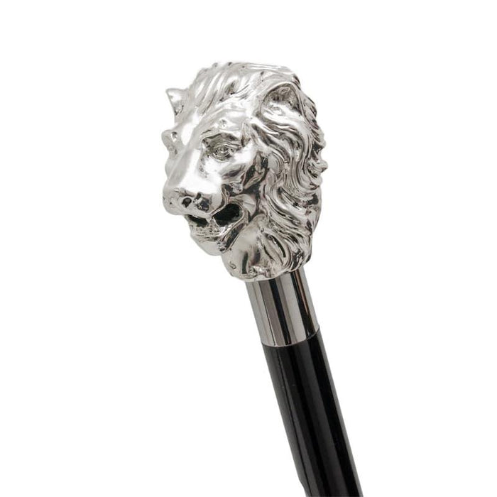 Silver Lion Handle Walking Cane, Handmade