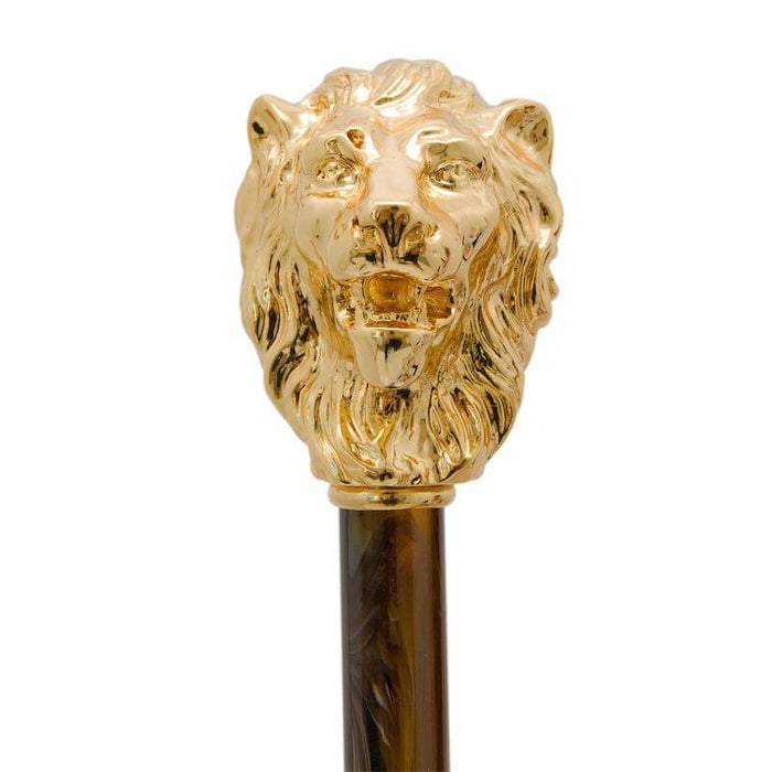 Long Handle Pearly Brown Shaft Lion Shoehorn