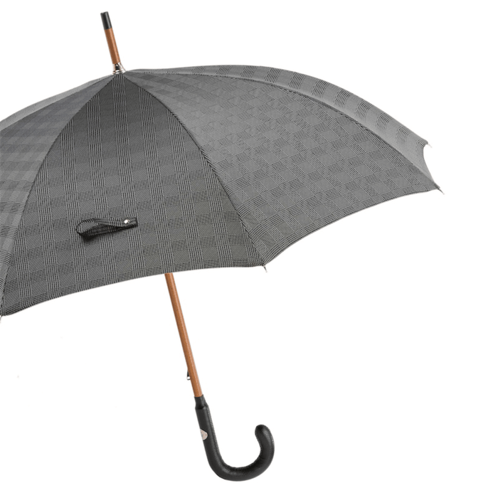 Grey Quality Bespoke Umbrella with Leather Handle