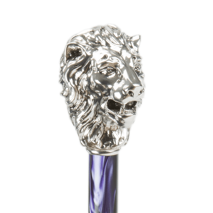 Handcrafted Designer Purple Umbrella with Silver Lion