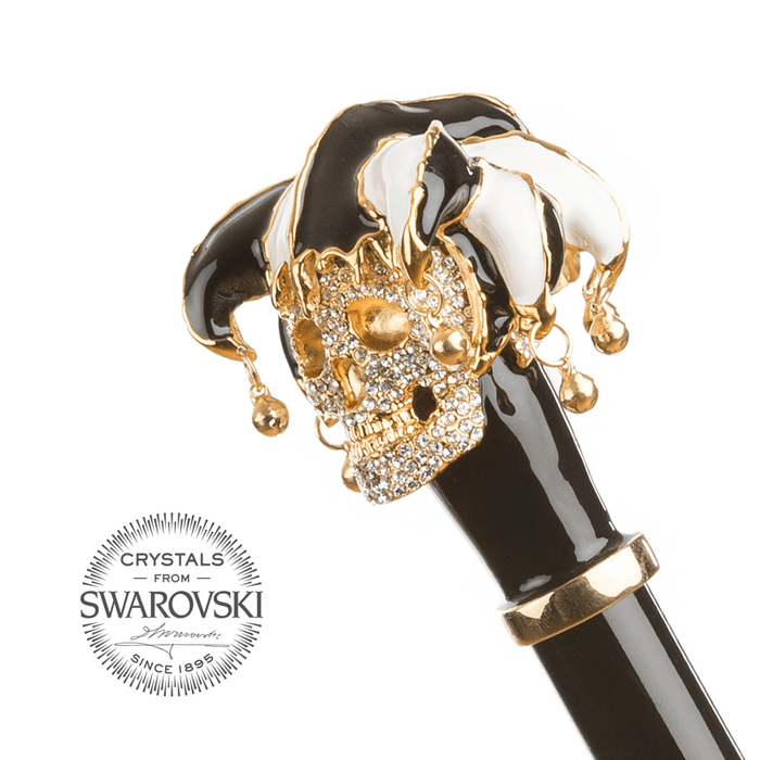 Jester Skull Umbrella, Handle with Crystals Swarovski®