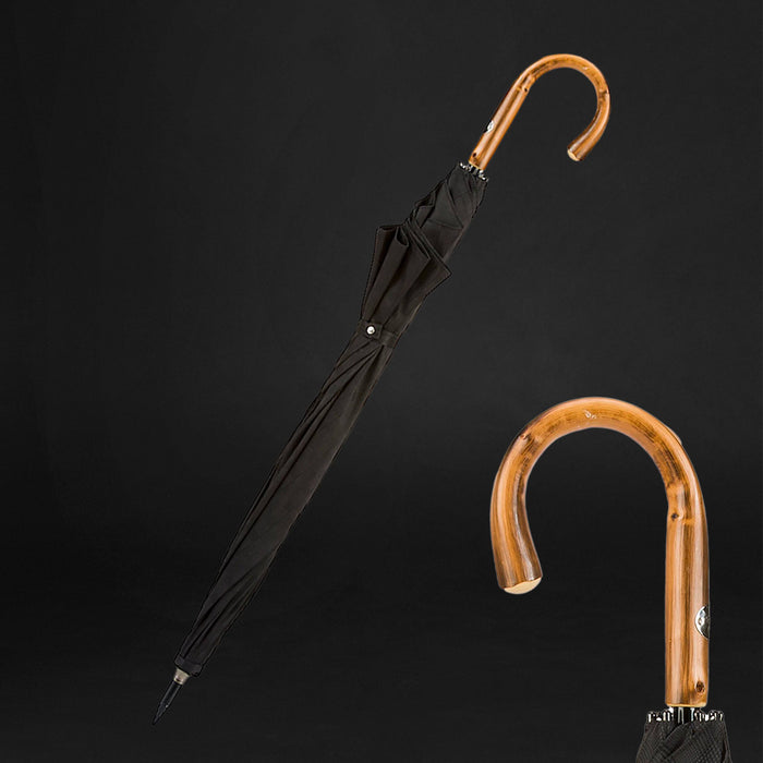 Luxury Black Minigalles Umbrella with Chestnut Handle