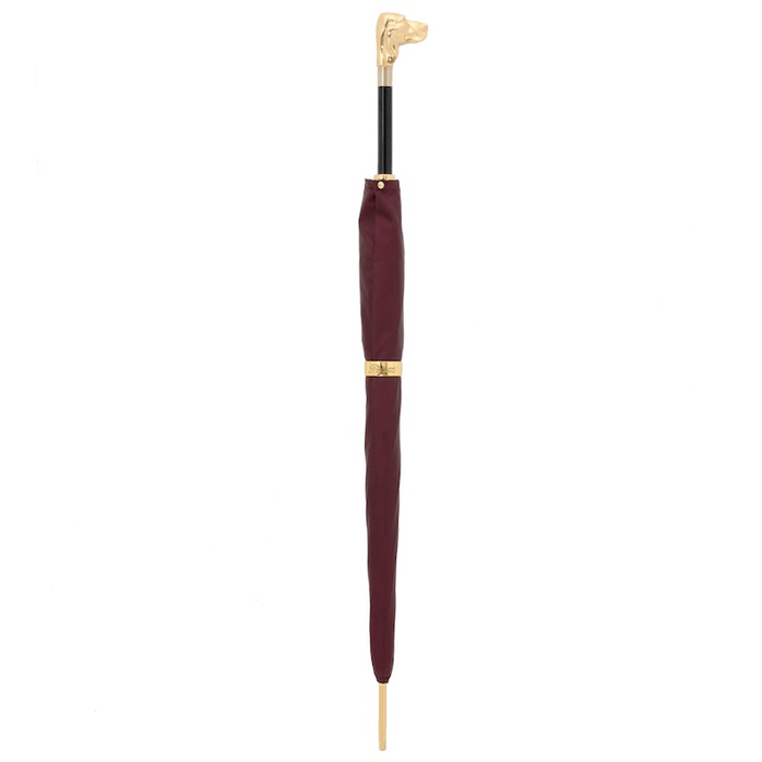 Luxury Burgundy Umbrella with Golden Dog Handle