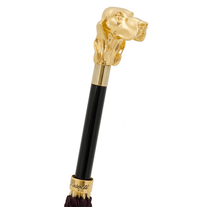 Luxury Burgundy Umbrella with Golden Dog Handle