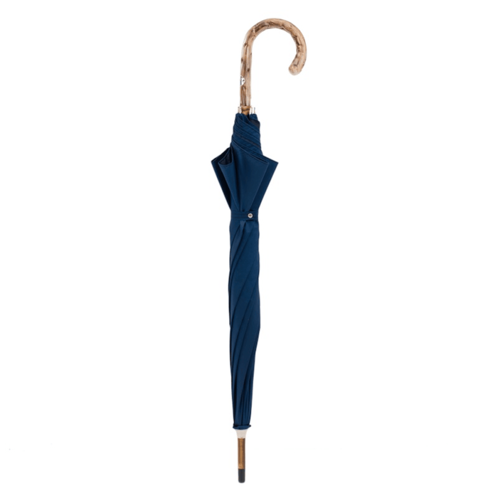 Navy Umbrella with Gorse Wood Handle, Wooden Stick