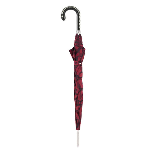 Red Camouflage Umbrella With Studs on the Handle, Leather