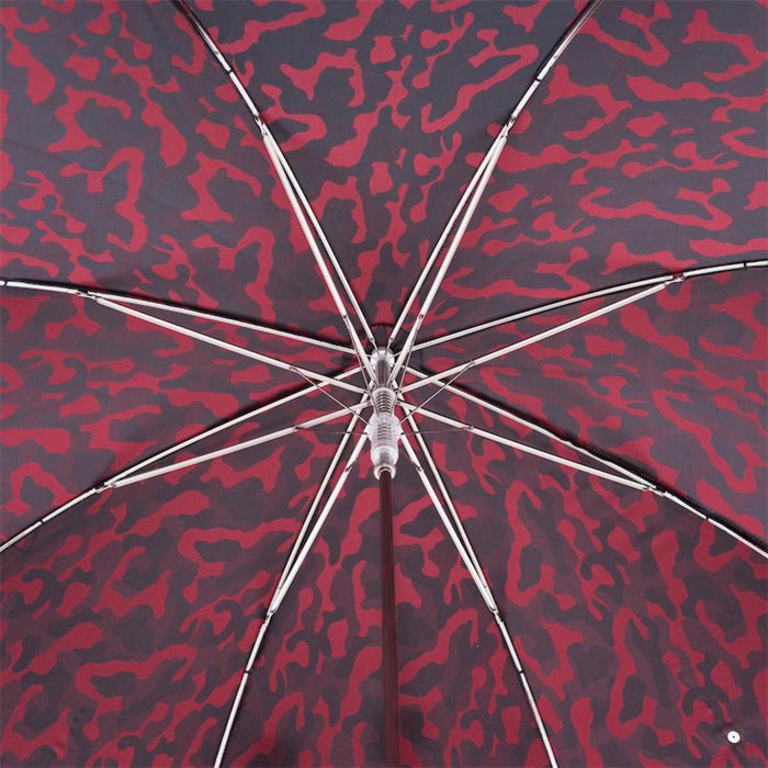 Red Camouflage Umbrella With Studs on the Handle, Leather