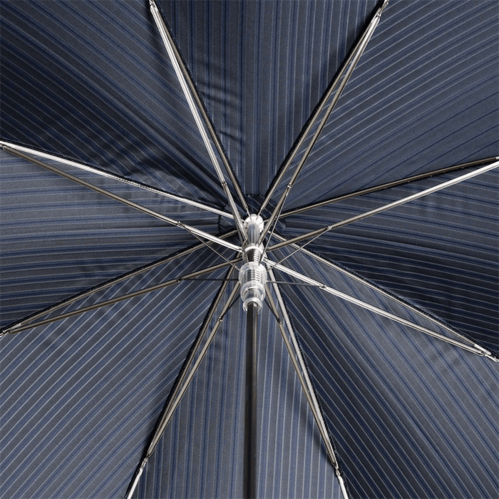 Striped Blue Umbrella Dandy with Silver Metal Handle