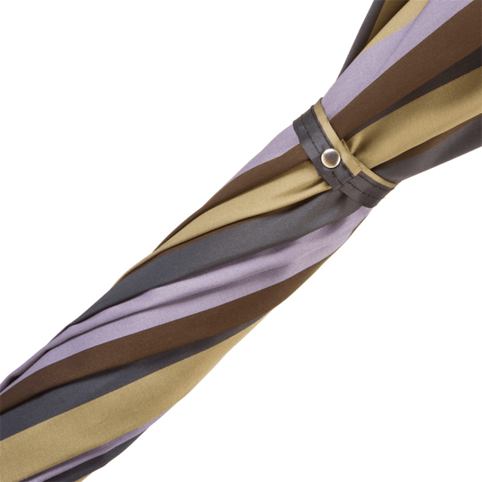 Stylish Solid Chestnut Striped Umbrella with Knob End