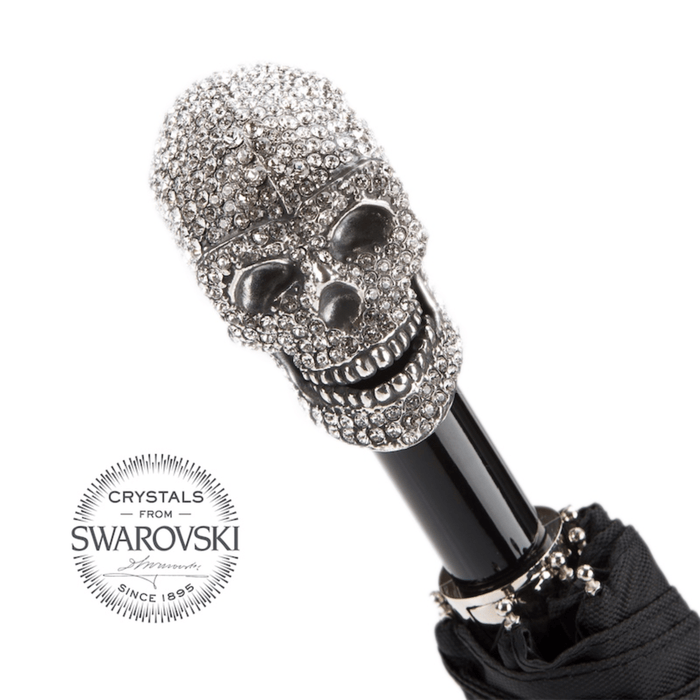 Stylish Swarovski Crystals Handle Skull Folding Umbrella