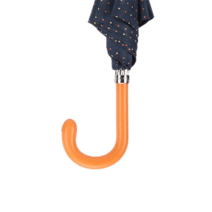 Stylish Tie Print Umbrella with Orange Leather Handle