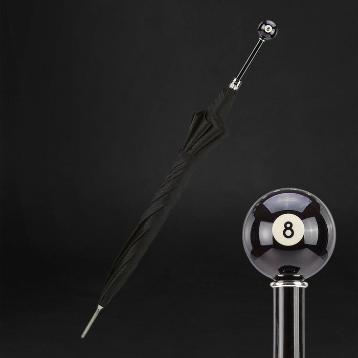 Unique Black Billiard Pool 8-Ball Resin Handle Umbrella