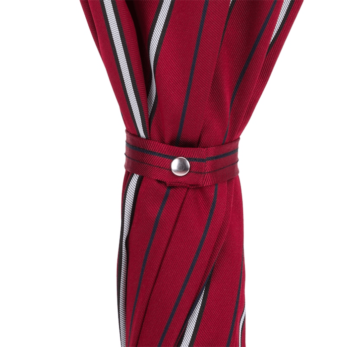 Unique Large Red Striped Umbrella with Leather Handle