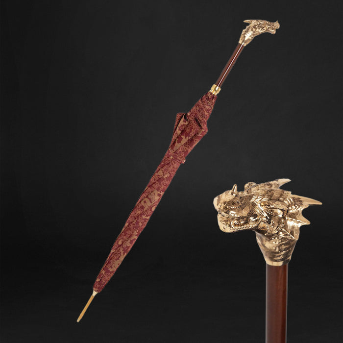 Unique Men's Umbrella with Rebellious Design, Golden Dragon