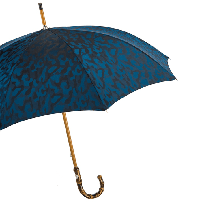 Unique Navy Blue Camouflage Umbrella with Bamboo Handle