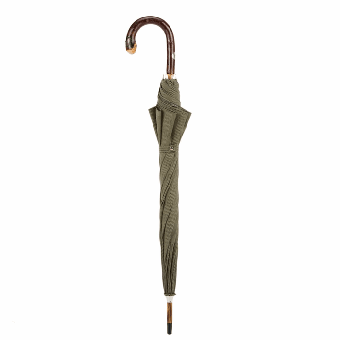 Unique Solid Chestnut Striped Umbrella with Knob End