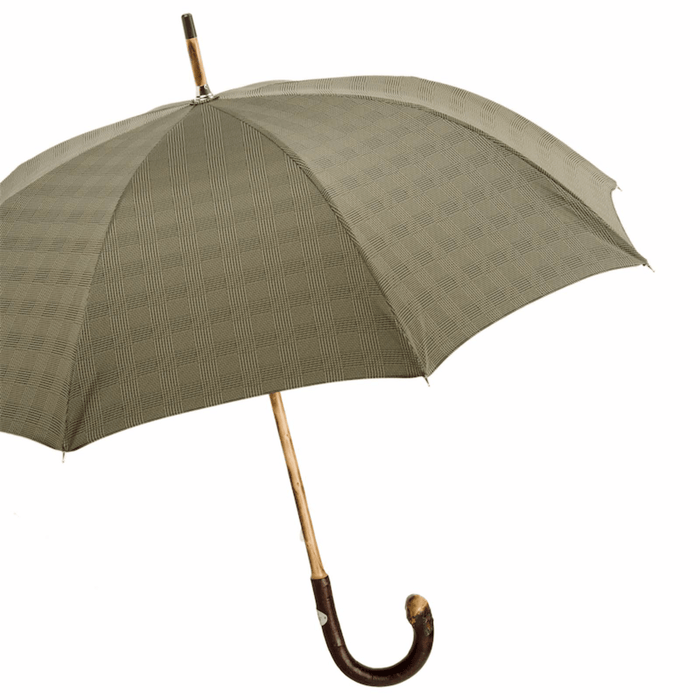 Unique Solid Chestnut Striped Umbrella with Knob End