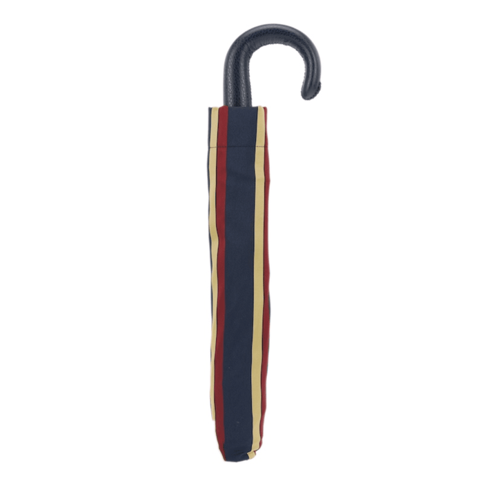 Unique Striped Folding Mens Umbrella with Leather Handle