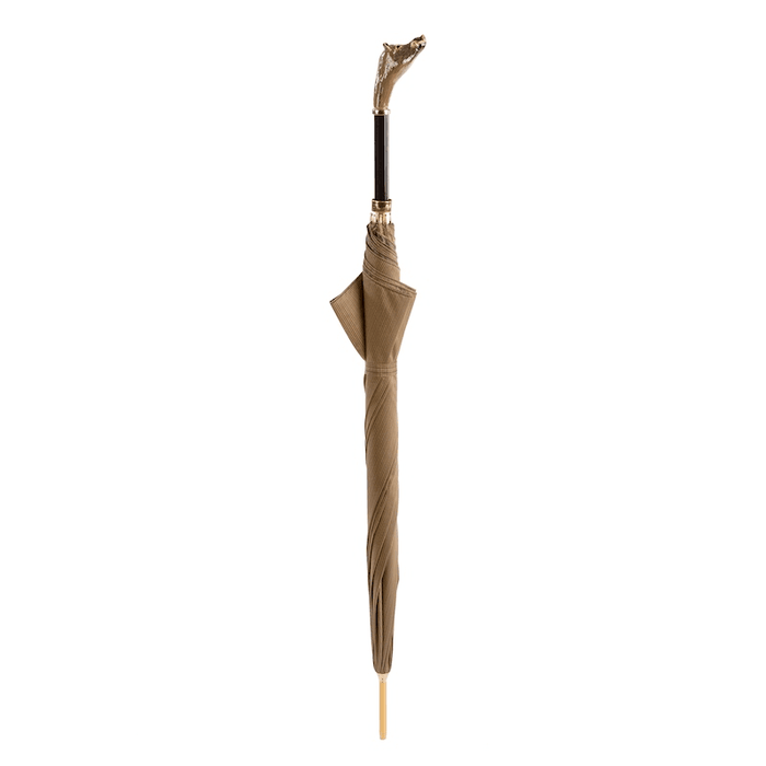 Whimsical Designer Boar Handle Beige Umbrella