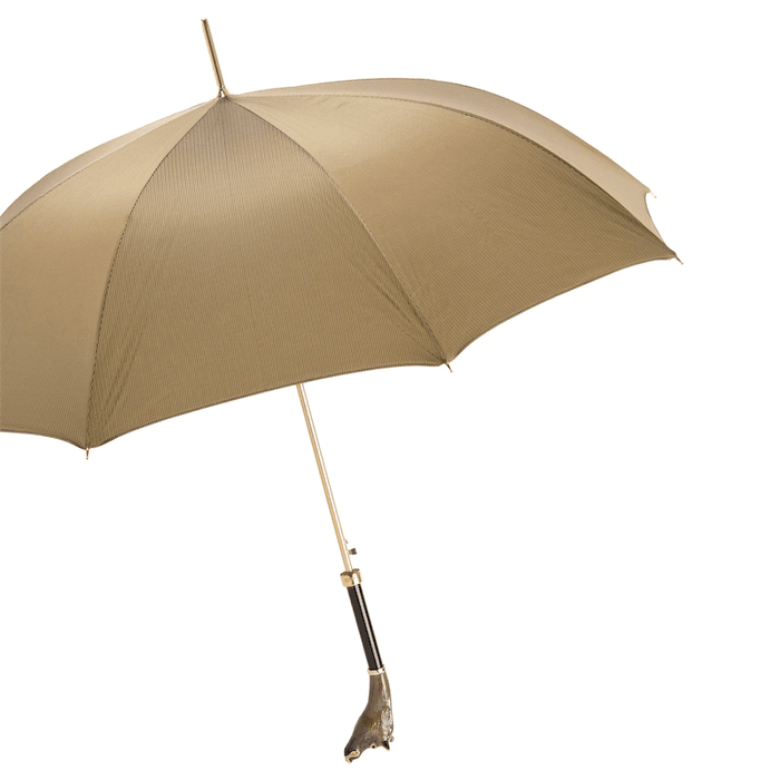 Whimsical Designer Boar Handle Beige Umbrella